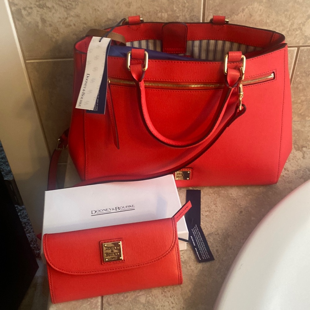 Dooney and Bourke Saffiano Satchel and Clutch